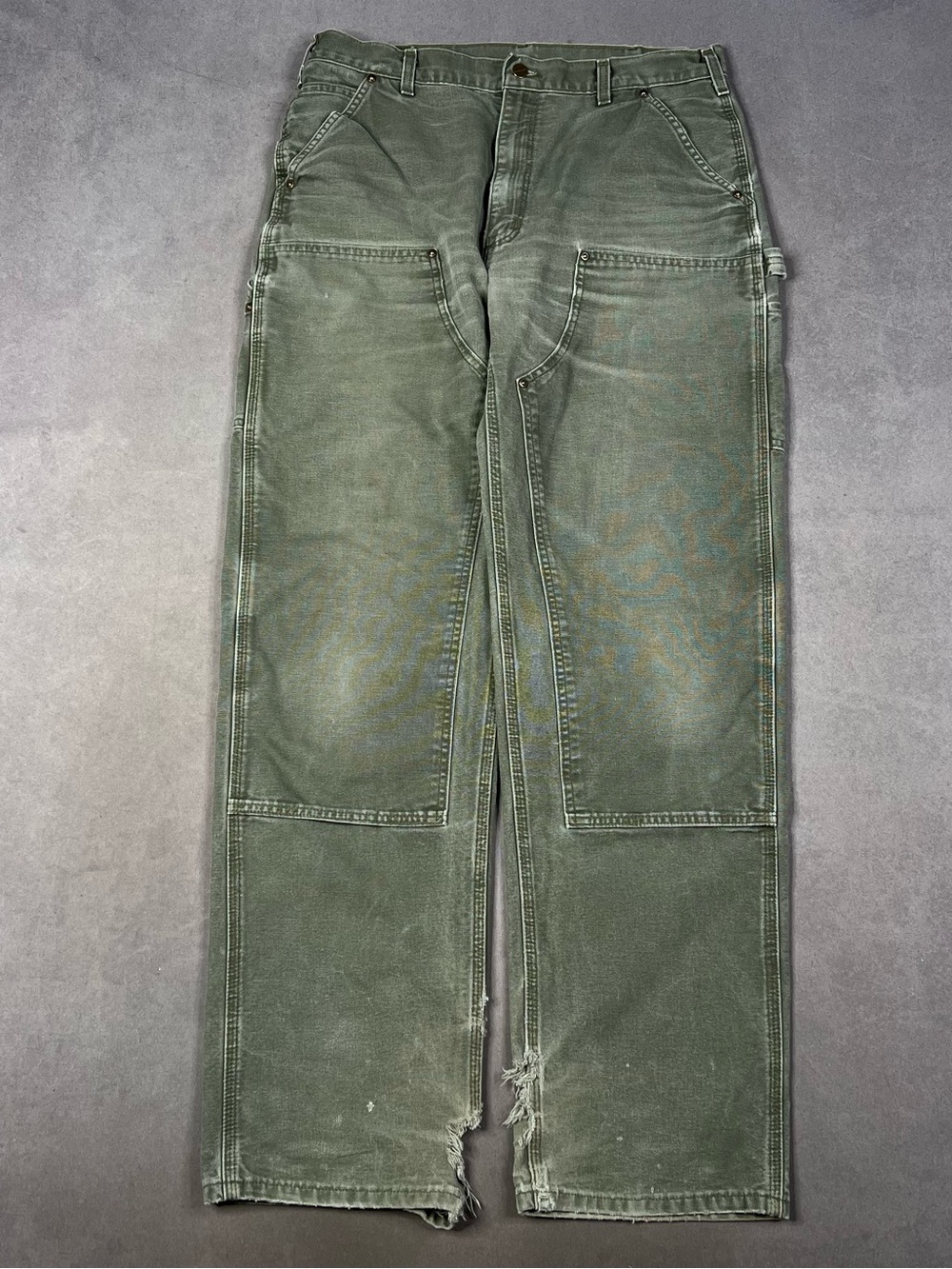 Carhartt Double Front Knee Men's Carpenter Jeans in Olive Rare Distressed Pants